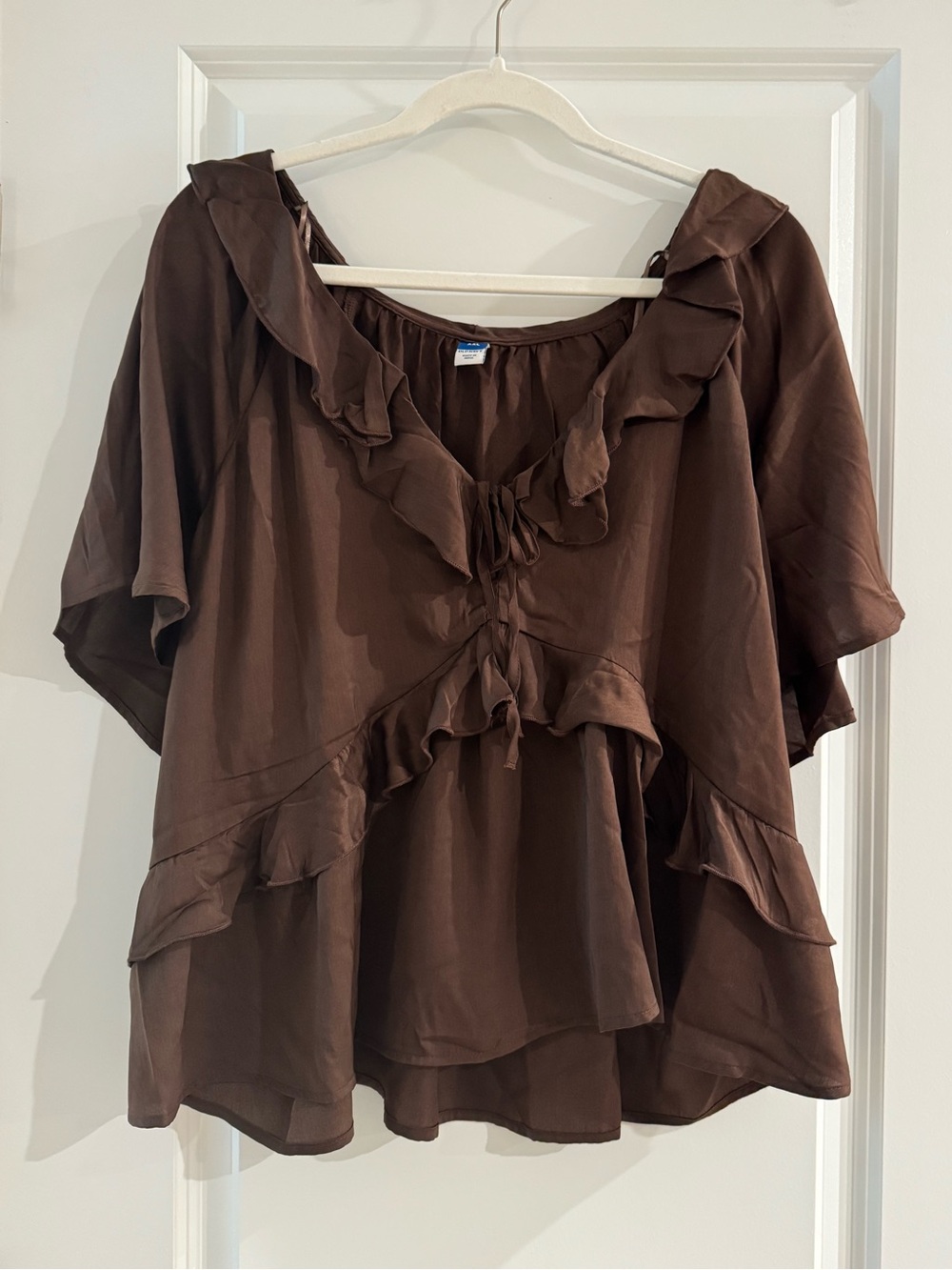 Old Navy Brown Ruffle Tie-Front Blouse